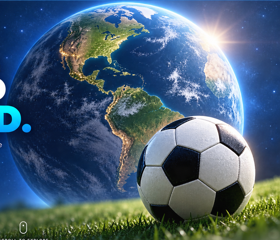 Planet Earth beside a traditional black and white football
